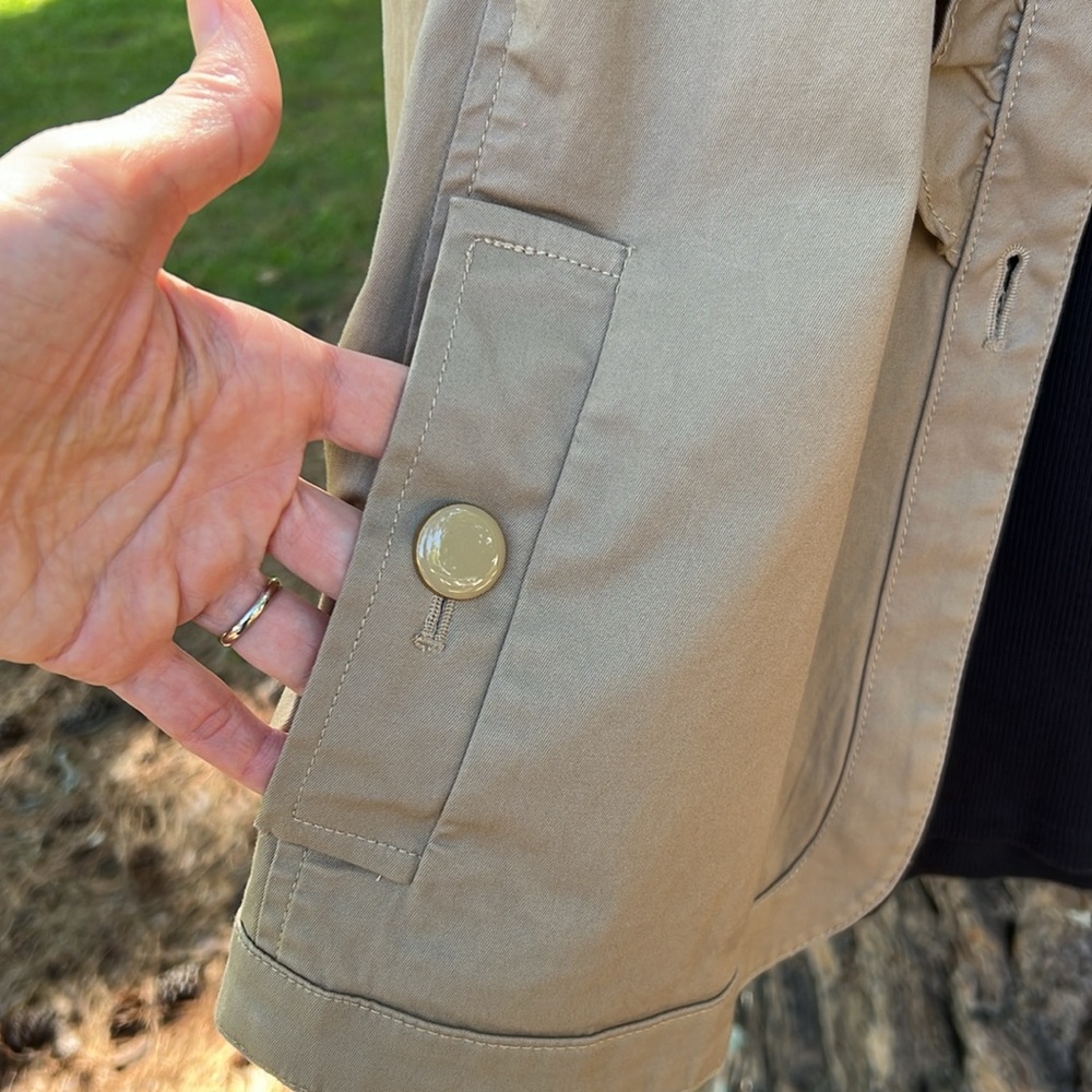 Euc Talbots Ruffle Front Button Jacket Tan Khaki … - image 4